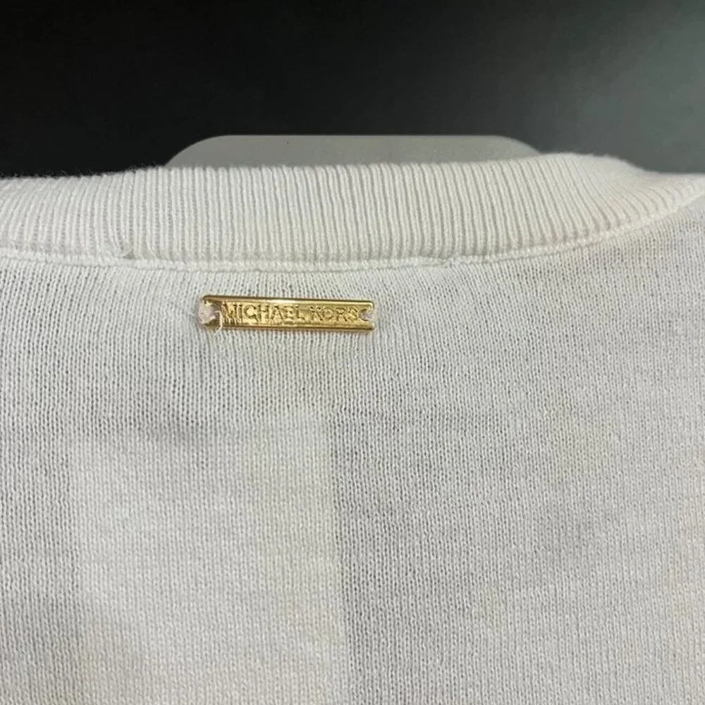 Michael Kors White Logo Tape Sweater | Size S | NWT